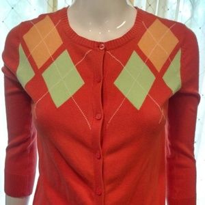 ❤️Argyle Diamond Button Up Cotton Cardigan S…